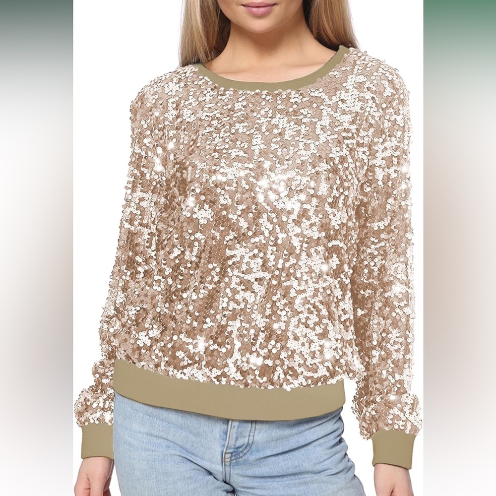 NWT Sequined Long Sleeve Top (S)